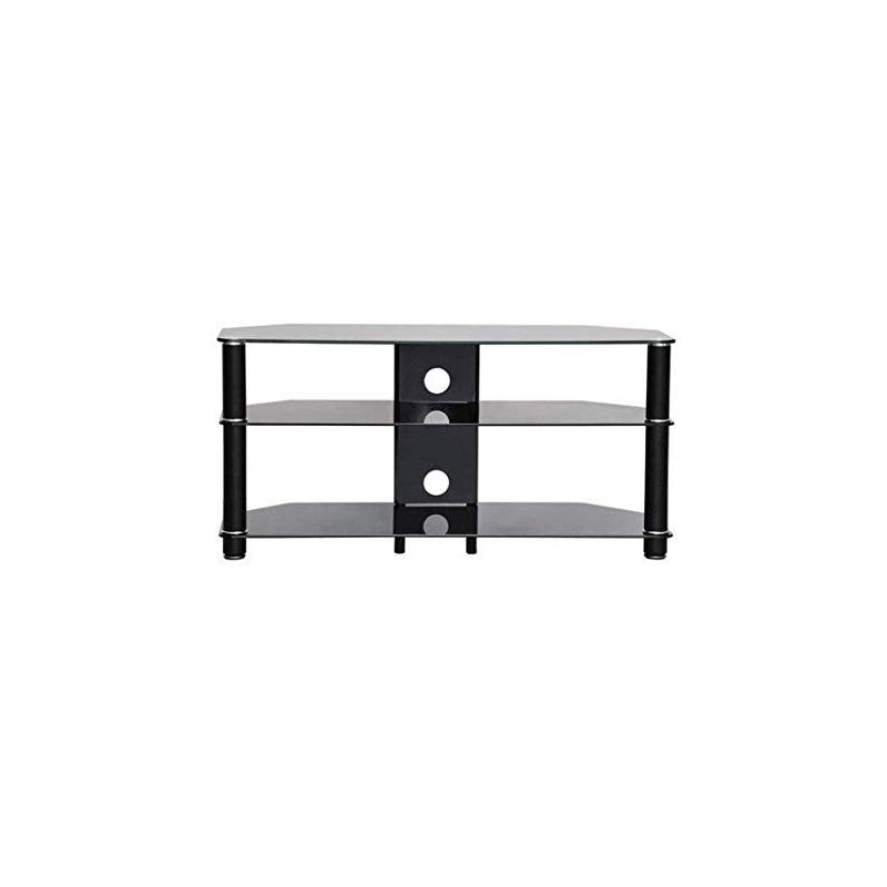 MEUBLE TV 32"-50" 3 PLATEAUX VERRES NOIRS L1000x530x400 - 50Kg