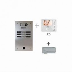 KIT INTERPHONE VIDEO PLATINE ALU 2R 6BP